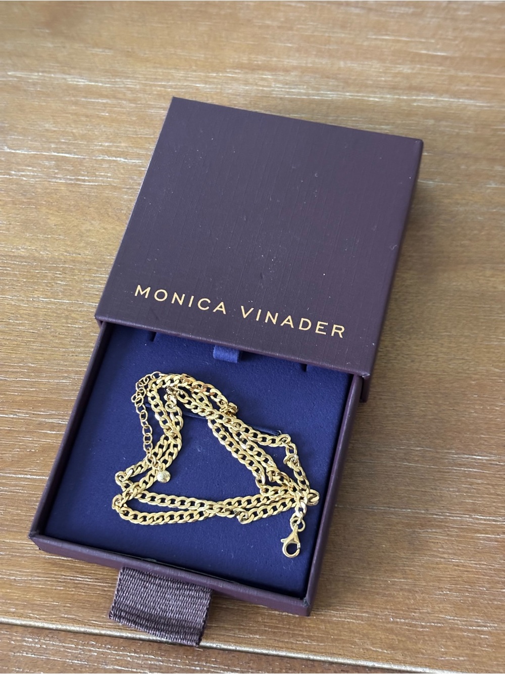 Monica Vinader Gold Flat Curb Chain Necklace - Picture 10 of 10